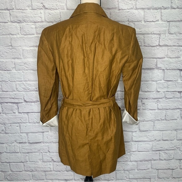 NWOT Zara Dark Mustard Yellow Boho Waist Tie Blazer - Picture 6 of 15